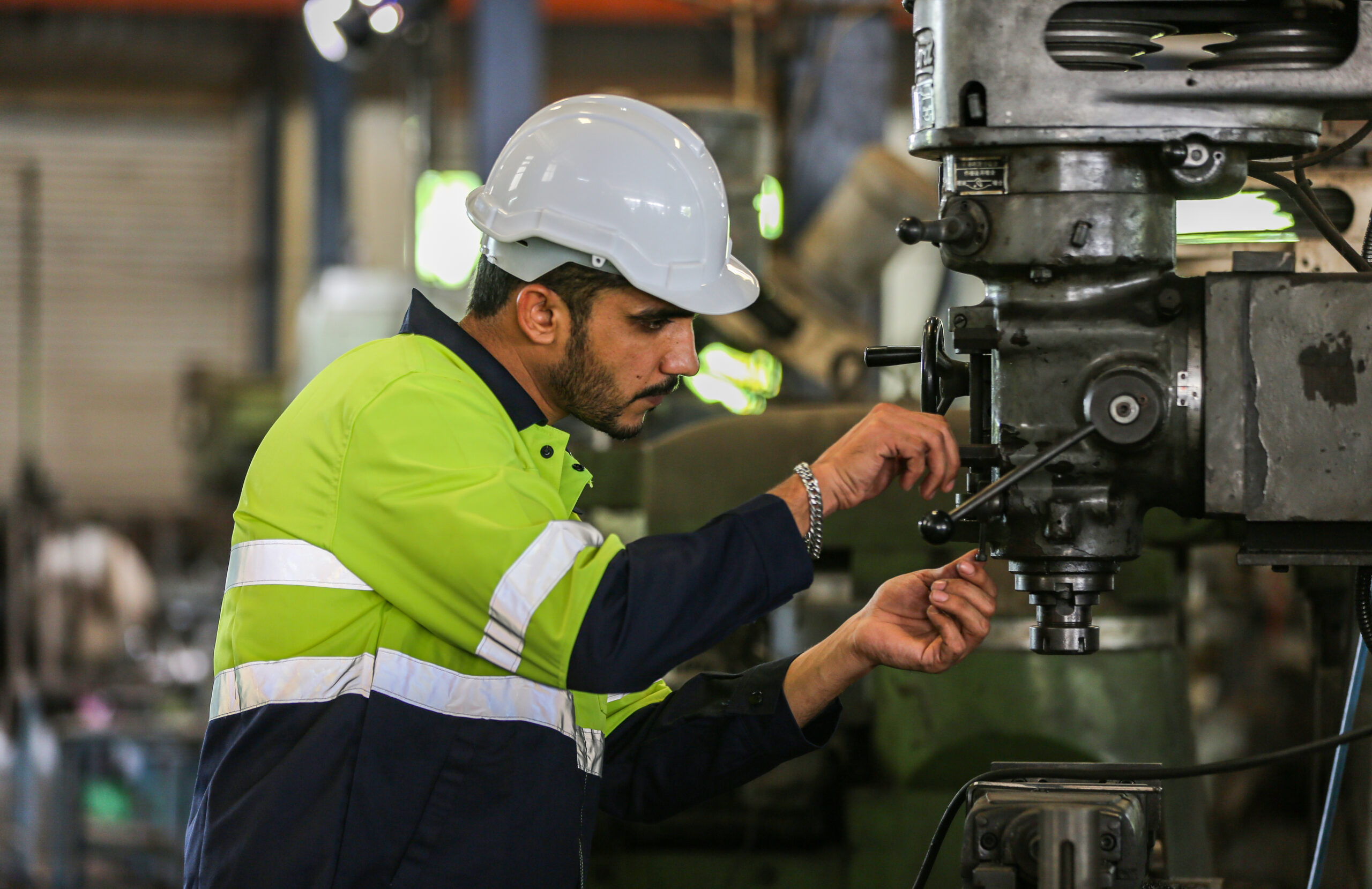 Professional men engineer worker skills quality, maintenance, training industry factory worker , warehouse Workshop for factory operators, mechanical engineering team production.